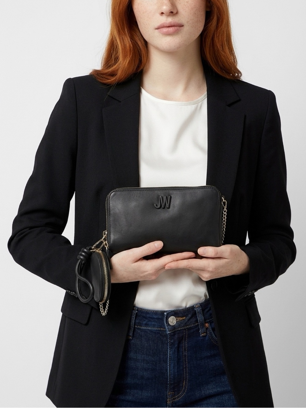 Jason Wu Lyla Wallet Black Faux Leather Chain Wristlet With Pouch